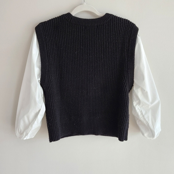 Sanctuary Black Knit Vest with White Sleeves - Picture 2 of 3
